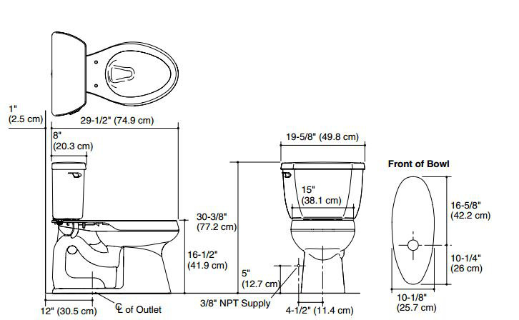 K-3658-0,7,96 Kohler Highline Classic Comfort Height Two-Piece Elongated 1.28 GPF Toilet with ...
